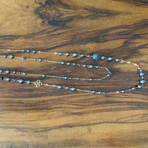 Stella & Dot Gray Pearl Double Strand Necklace